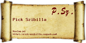 Pick Szibilla névjegykártya